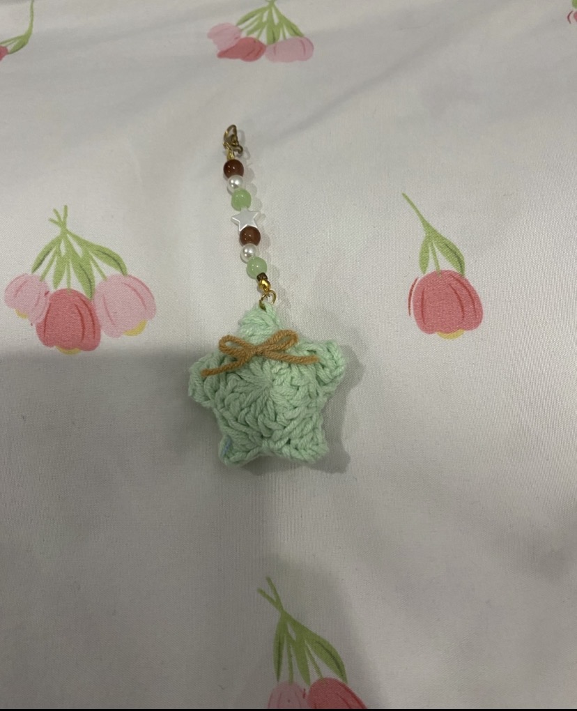 Mint chocolate chip ice cream star keychain