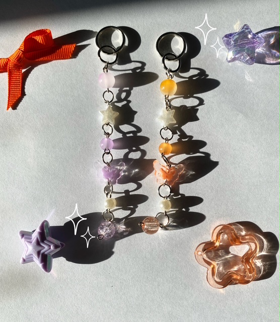Purple and orange matching butterfly keychain