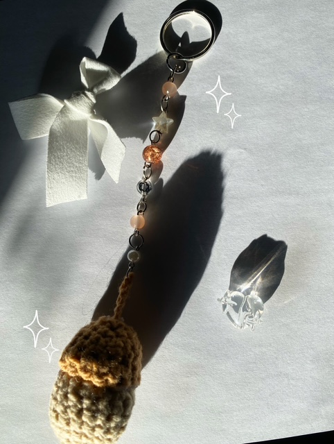 Acorn crochet keychain