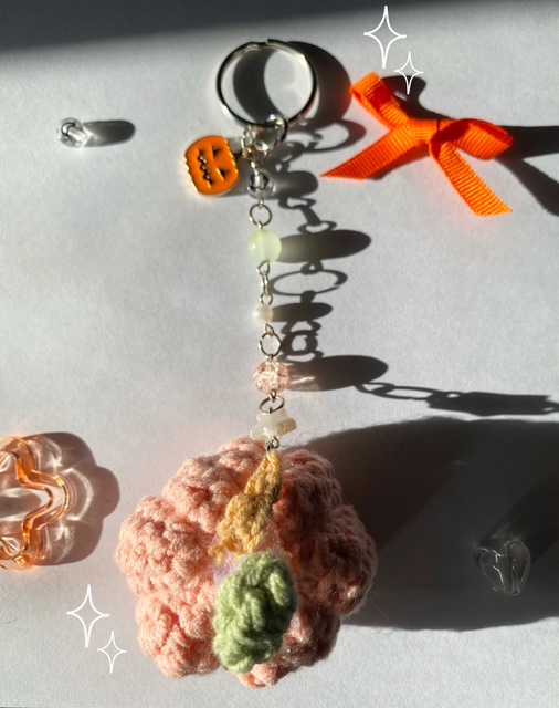 Pumpkin crochet keychain